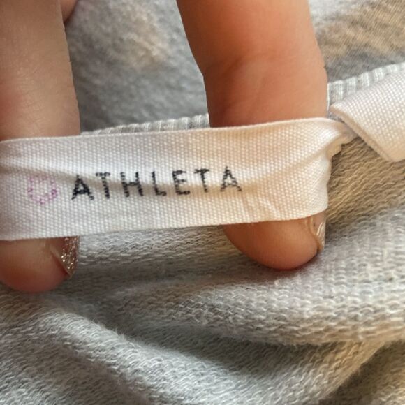 Athleta Light Gray Citytime Gray Mesh Shoulder Pullover Top Size XS - Picture 6 of 9